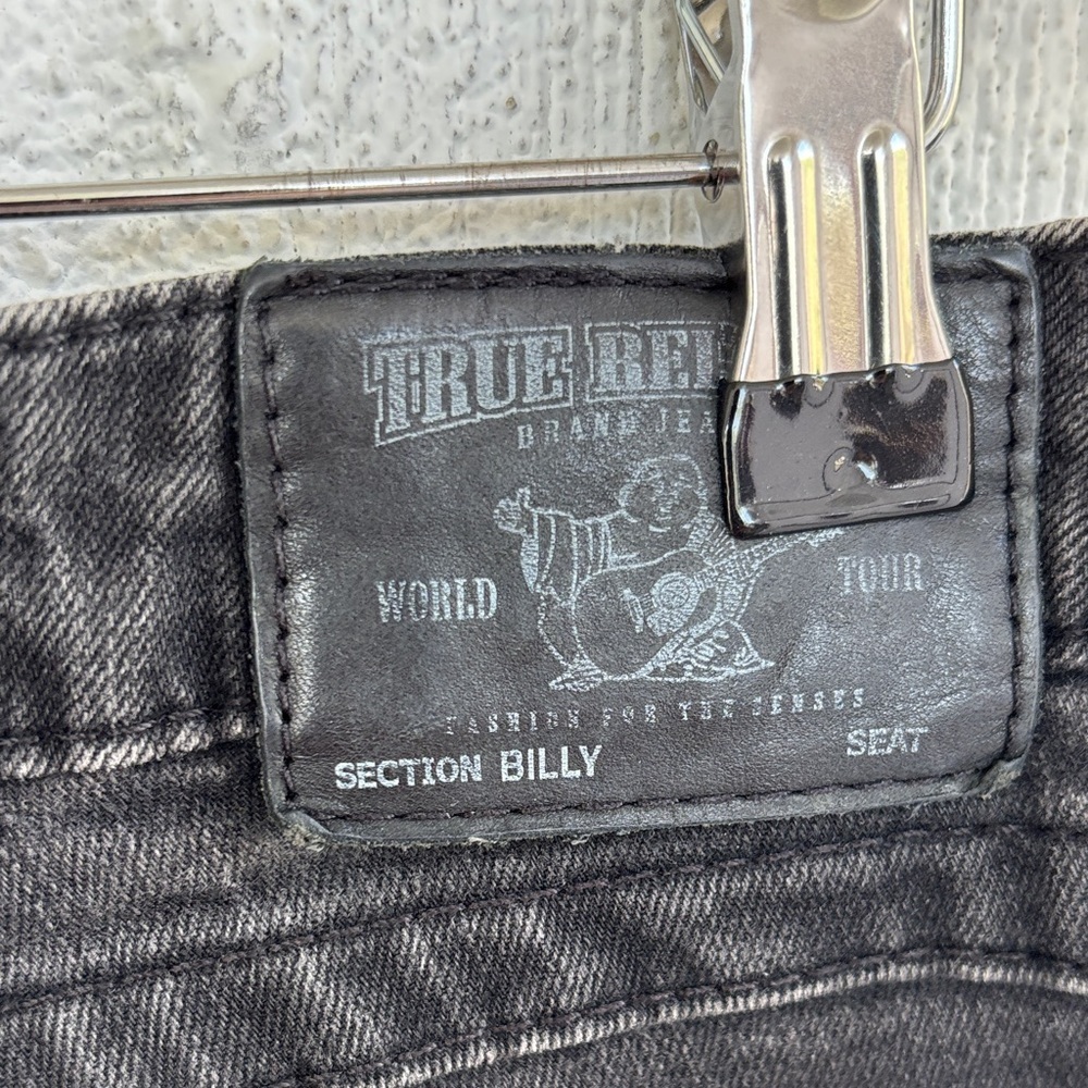 True Religion Billy Black Mid Rise Y2K 90s Horseshoe Denim Jeans sz 32 - Picture 3 of 11